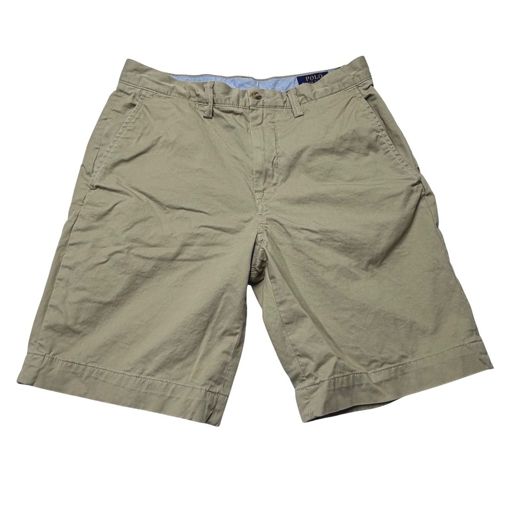 Polo Ralph Lauren Mens Shorts Classic Fit Chino Khaki Stretch 30 Cotton Twill 9" - Picture 1 of 6